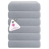 Casa Copenhagen Wave Textured 6 teiliges Klein Badetücher Set - Grau Violett, 550 g/m², 6 teiliges Klein Badetücher, Baumwolle Handtüchern Rau und zäh Einsatz, Geschenkset für Badezimmer