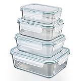 GOURMETmaxx Glas-Frischhaltedosen Klick-it 4er Set | Als Brotdose oder für Meal Prep | Spülmaschinen- Mikrowellen- und Gefrierschrankgeeignet | Aufbewahrungsbox mit Deckel