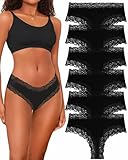 BeReady Baumwoll Unterwäsche Damen Unterhosen Damen Spitze Hipster Gerippte Brazilian Slip Damen Sexy Atmungsaktiv Underwear Frauen Weich Pantys Mehrpack 6