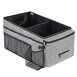 Auto Organizer für Vorne und Rücksitz, Beifahrersitz, Auto Organizer Kinder mit Mehrere Taschen Getränkehaltern, Verstellbaren Trennwänden, Faltbar Sitz Organizer Auto für Spielzeug, Bücher, Snacks