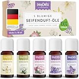 EasyCrafts® Seifenduftöl BIO - Seifen Duftöl Set aus 5 x 10 ml blumige Düfte zum Seife selber machen Set - Geeignet für die Seifenherstellung mit Glycerinseife & Shea-Butter - Vegan Made in Germany