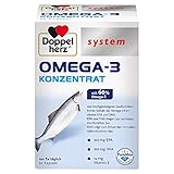 Doppelherz system OMEGA-3 KONZENRAT – Mit 300 mg EPA und 200 mg DHA pro Kapsel als Beitrag für die normale Gehirn- und Herzfunktion – 60 Kapseln