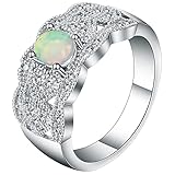Hoisy Ringe Frauen Modeschmuck, Marrya Ringe mit Opal Silber Oval Größe 52 (16.6) Hochzeitsringe Antragsring Ringe, Damen Schmuck