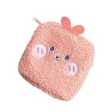 MOLUCKFU 1 Stück Kreative Kosmetiktasche für Damen Kompakte Aufbewahrungstasche für Hygienemittel Cartoon Design Rosa Hase für Schule Reisen und Alltag