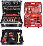 FAMEX 440-23 Werkzeugkoffer gefüllt mit Werkzeug Set und Steckschlüsselsatz - ERWEITERBAR - Werkzeugkasten in Profi Qualität, abschließbar, Kapazität 24kg