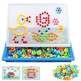 KingYH Kinder Mosaik Steckspiel Set mit 592 Stück Steckperlen Steckmosaik Komplettset mit Steckplatte Bausteine Kinder Lernspielzeug für Bastelset Jungen Mädchen Geburtstagsgeschenk