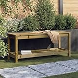 Homgoday Sitzbank Holzbank Balkonbank Parkbank Terrassenbank ohne Rückenlehne Gartenmöbel Bank für Garten Balkon Terrasse 108x35x45 cm Imprägniertes Kiefernholz