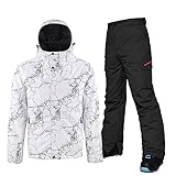 ALSOGO Herren Skianzug Winter Wasserdichte Winddichte Skifahren Outdoor Schneejacken und Hosen Snowboardjacken DLS-Black L