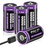 Mspalocell USB-C Lithium C batterien 6000mWh LR14 Batterie 1,5V Schnellladung Typ-C batterien mit Ladekabel, Geringe Selbstentladung, 1500+ Zyklus, mit Ladelicht,2 Stück Akku