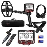 DR.ÖTEK Metalldetektor Profi Set, Hochpräziser und Innovativer Metalldetektor mit Bodenausgleich, 5 Modi, 12' wasserdichte Double-D Spule, Gold Detektor für Strandjagd, mit Zubehör, Rot