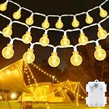 Etopgo Lichterkette Außen Batterie, 6M 40 LED Kristall Kugel Lichterkette mit 6h Timer, IP65 Wasserdicht Outdoor Lichterkette für Veihnachten,Schlafzimmer, Hochzeit, Geburtstag Innen Außen Deko