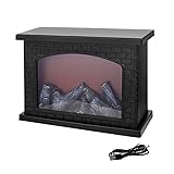 RANJIMA LED Kamin, Kaminlaterne mit Flammeneffekt, Elektrische Kamine LED Flammen, Ohne Heizung, USB Wiederaufladbare Kaminfeuer Deko Kamin Elektrokamin für Weihnachtsdeko Tischkamin Ornament Hause