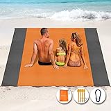 Henrycares Stranddecke Super Groß 200cm x 250cm für Strandurlaub Reisen Camping, Leicht und Tragbar, Schnelltrocknend Sandfrei und Wasserdicht -Orange