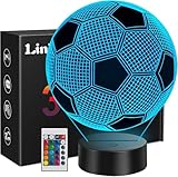 YverLand LED-Fußballlampe, 16 Farben, mit Fernbedienung, Sportdekoration für Schlafzimmer, Schreibtisch, Geschenk, Kommunion, Geburtstag, Könige (1 Fußballball)