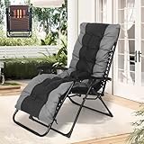 AlpineAura Liegestuhl Klappbar Gartenliege Extra Breit, Sonnenliege Relaxliege mit Auflage und Kopfkissen, Garten Relaxsessel Verstellbare Rückenlehne Liege, Outdoor Klappliege für Balkon Strand Pool