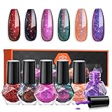 MODELONES Nagellack 6 PCS, Nagellack Schnelltrocknend Rot Schwarz Grün Orange Pink Glitter, Nagellack Ungiftig Auf Wasserbasis, Langanhaltender Nagellack für DIY Salon Geschenk für Maniküre Salon