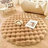 Hava Kolari Teppich Rund Hochflor Teppich Wohnzimmer Teppich Langflor Teppiche für Wohnzimmer flauschig Shaggy Schlafzimmer Bettvorleger Outdoor Carpet (Khaki,120 * 120cm)