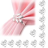 12 Stück Serviettenringe Silber, Serviettenringe Weihnachten, Aussehen Der Blätter Serviettenschnallen Napkin Rings Elegante Schnallen Für Hochzeiten Weihnachten Familie Tischdekoration