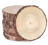ilauke Holzscheiben 8 Stücke Holz Log Scheiben16-17CM Runde Naturholz Baumscheiben Ca.15mm Dicke für DIY Handwerk Holz-Scheiben Hochzeit Mittelstücke Weihnachten Dekoration Baumscheibe