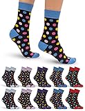 OCERA 10 Paar Damen Socken mit buntem Pünktchen-Muster - Gr. 35-38