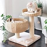 Kratzbaum Banana Leaf Mit Natur-Sisal – 55 cm Katzenturm Mit 8 cm Dicker Sisalsäule, Inkl. Weichem Wollkissen – Insekten- und schimmelresistent, robust & pflegeleicht