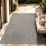 Paco Home Outdoor Teppich Flachgewebe Sisaloptik Modern Einfarbig meliert wetterfest & pflegeleicht Küchenteppich Ideal für Terrasse Balkon Garten, Grösse:160x220 cm, Farbe:Grau