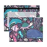 OWFKAY Binder-Federmäppchen für 3-Ringbuch, Federmäppchen, niedliche Wale, Meerestiere mit transparentem Fenster, Reißverschluss, 2 Stück, Niedliche Wale Meerestiere, 18*25cm, Casual