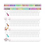 Lerpwige Keychains 60pcs Schlüsselkette Making Kits Schlüsselrufthandwerk Mit Quasten Runden Acrylanhänger Personalisierter Schlüsselbund