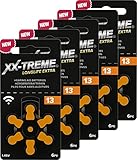 XX-Treme Longlife Extra Hörgerätebatterien Typ 13-30 Stück Hörgeräte Batterien konzipiert für höchste Leistung - Pack mit 5 Blistern à 6 Hörgerätebatterien – PR48 Farbcode orange 1,45 Volt