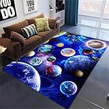 Ganekihedy Galaxy Star Wohnzimmer Teppich Big Planet Teppich Erde Stern Bereich Teppich Spielbereich Teppich rutschfeste Fußmatte Korridor Küche Tür Matte (120 x 160 cm)