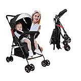 Vinteky Buggy Zusammenklappbar Kinderwagen von Geburt bis 15kg, Liegeposition, Reisebuggy mit Liegefunktion，Sonnendach und großer Aufbewahrungskorb, geräumige Sitz, nur 3 kg