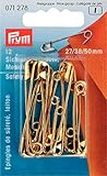 Prym 071278 Sicherheitsnadeln, Nr.1-3, 27/38/50mm, Sortiert, goldfarbig, Messing