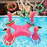 mciskin Aufblasbare Ringwurfspiel Outdoor Kinder Spiele Pool Spielzeug Eltern Kinder Wurfspiel Gartenspiele Partyspiel für Sommer Party,Aufblasbare Pool-Ring-Wurfspiele Spielzeug (Flamingo)