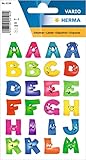 HERMA Buchstaben Aufkleber Bunt, 48 Stück, 20 x 20 mm, selbstklebend, groß, Alphabet Sticker Klebebuchstaben A-Z mit Gesichter aus Papier zum Aufkleben für Kinder, mehrfarbig