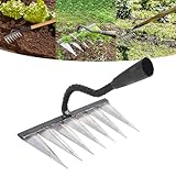 Garden Harke, Schwerlast Gartenrechen Metal Kohlenstoffstahl Garten Rechen, Effiziente Unkraut Handrechen, Garten Hinterhof Rechen, Gartengeräte Unkraut Hacke Für Jäten Lockern Pflanzen Säen(7 Zinken)