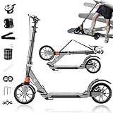 GHBXJX Cityroller Roller für Erwachsene bis 150kg Verstellbar Scooter Robuste Konstruktion 200mm Räder Stoßdämpfende ShockResist-Technologie Hinterradbremse rutschfest ABEC 9,Schwarz