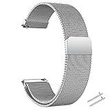 beifon Edelstahl Uhrenarmband Mesh 20mm/22mm Gold/Silber/Schwarz Ersatz Metall Armband Edelstahlarmband mit Magnetverschluss Smartwatch Schnellverschluss Watch Uhren Ersatzband (Silber, 20mm)