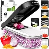 Gemüseschneider Mandoline Gemüsehobel - Gemüse Schneider Gurkenhobel Zwiebelschneider Kartoffelschneider Obstschneider - Reibe für Gemüse und Käse - Julienneschneider (6-in-1 Kompakt Weiß)