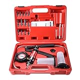 FreeTec 23TLG Vakuum Bremsenentlüfter Satz, 40 PSI 26 HG Vakuumpumpe Bremsen Entlüfter, Bremsentlüftungsgerät Unterdruckpumpe für Auto Motorrad Kfz mit Koffer (Rot)