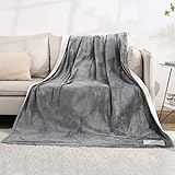 Heizdecke 180 x 130 cm Wärmedecke Elektrisch fürs Bett mit Abschaltautomatik Überhitzungsschutz Auto Timer 6 Stunden, 4 Temperaturstufen, Waschbar, Silber Grau