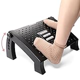 Fußstütze Schreibtisch, Fußablage Schreibtisch mit Massageoberfläche, 6 Höhen Verstellbar & Massage-Funktion, Rutschfest Footrest, für unter dem Schreibtisch bei der Arbeit oder beim Spielen
