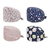 Nanxson OP-Haube Schrubben Kappe verstellbarer Bauwolle Arbeitskappe Turban Hut mit Knöpfen Sweatband Bouffant Kochmütze Haarabdeckung CF9076 (One Size, Mehrfarbig-2)