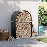 Kaminholzregal für den Außenbereich, Lagerregal für Kamin, robuster Metallholzhalter für den Innen- und Außenbereich, verzinkte Stahlkonstruktion, anthrazitfarbene Oberfläche, 80 x 45 x 120 cm