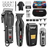 HIENA Professionelles Haarschneideset für Männer, Schnurloses Barbierschneideset und Trimmer Set, USB aufladbares elektrisches Barttrimmer & Nasenhaartrimmer Set, Folienrasierer & Männergesichtspflege
