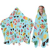 Fiwbnasz Strandtuch mit Kapuze für Kinder, Badetücher für Kleinkinder, 76,2 x 127 cm, Kinder-Strandtücher für Pool, Reisen, Schwimmen, tragbares Badetuch für Jungen, Kleinkinder, Mädchen, Badetuch mit