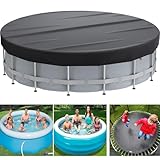 Twkafa Pool Winterabdeckung, Wasserdicht und ReißFest Poolabdeckung Winter, 420D Oxford Stoff Winterabdeckung Pool Rund Geeignet für Alle Arten Von SchwimmbäDern (366cm) - Schwarz