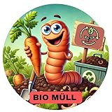 Lustige Aufkleber Müll– Kinderleichtes Recycling dank liebevollem Design – Für Innen Außen - Olanmarp Nachhaltige Mülltonnen-Sticker - 5 Stück (Biomüll)