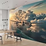 Fototapete Flugzeug Tapete 150 x 105 cm (WxH) Fototapeten Schlafzimmer Wohnzimmer Moderne 3D Effekt Wandtapete Militärflugzeug Vliestapete Wand Dekoration Poster Foto Tapeten q.6912
