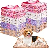 16 Stück Flauschige Haustierdecken, Warme, Weiche Katzen- und Hundedecken mit Süßem Pfotenmuster, Waschbare Flanell-Decke für Welpen, Kleine Hunde, Katzen und Kätzchen (60 x 40 cm)