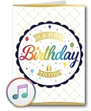 PlayMegram bespielbare Audio-Geburtstagskarte mit USB und 128 MB Speicher, Für Sprachnachrichten und Musik (MP3), Audiogrußkarte, Glückwunschkarte, Happy Birthday Grußkarte, Kreative Geschenkidee